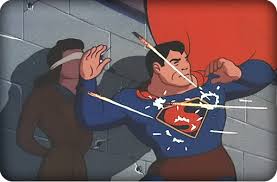 Superman protecting woman